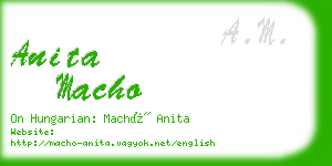 anita macho business card